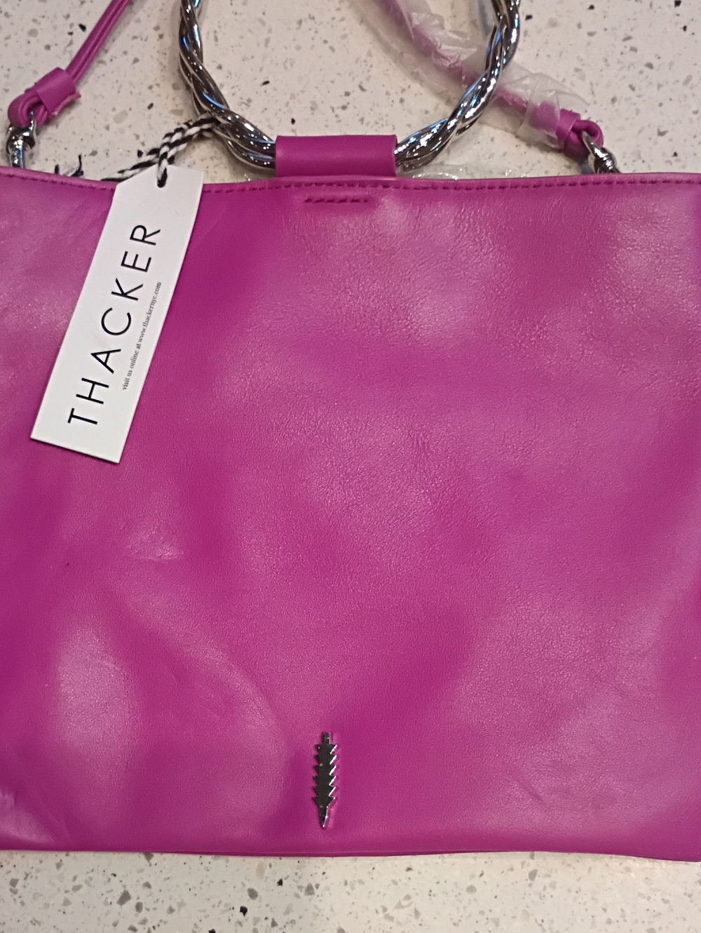 Pink Women's Leather Tote Bag